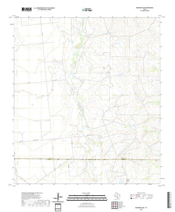 Woodard Lake, TX — USGS 7.5-minute topo (2022)