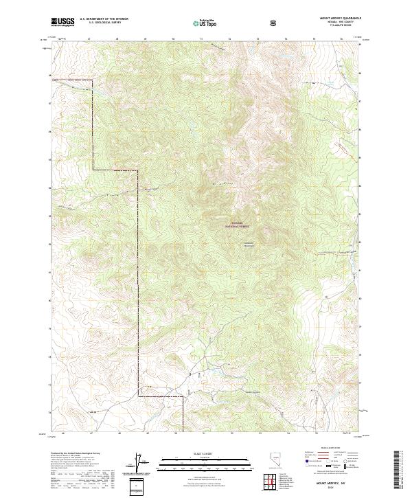Mount Ardivey, NV — USGS 7.5-minute topo (2021)