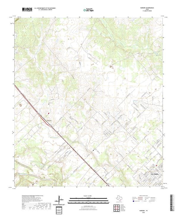 Nursery, TX — USGS 7.5-minute topo (2022)