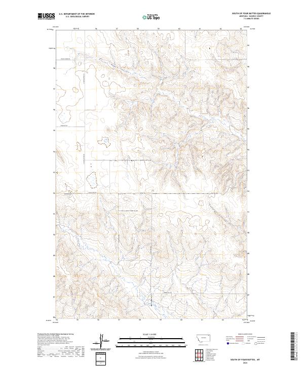 South of Four Buttes, MT — USGS 7.5-minute topo (2024)