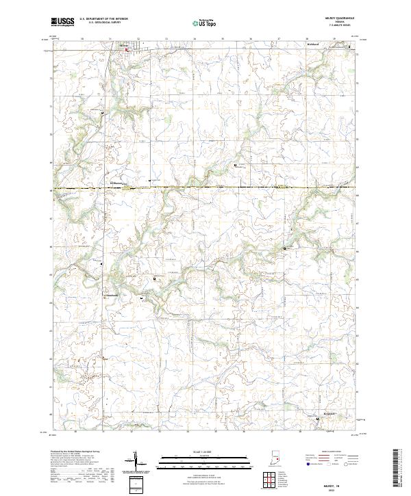 Milroy, IN — USGS 7.5-minute topo (2022)