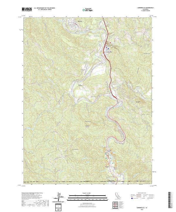 Garberville, CA — USGS 7.5-minute topo (2022)