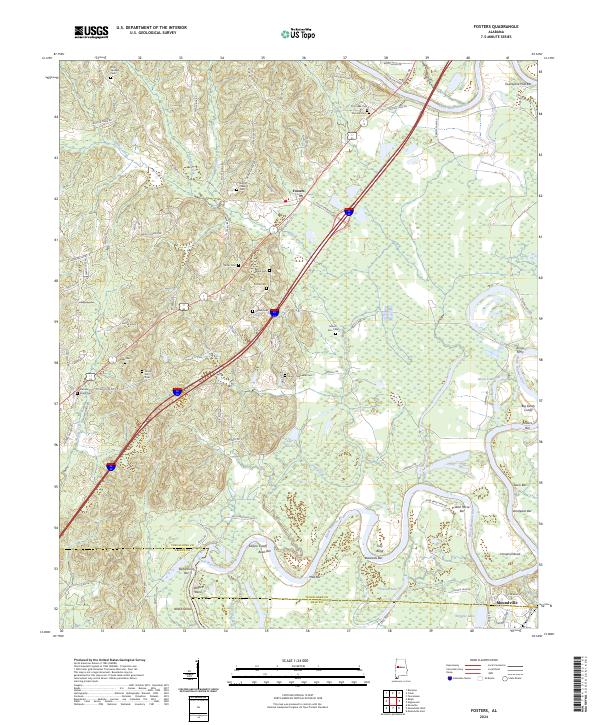 Fosters, AL — USGS 7.5-minute topo (2024)