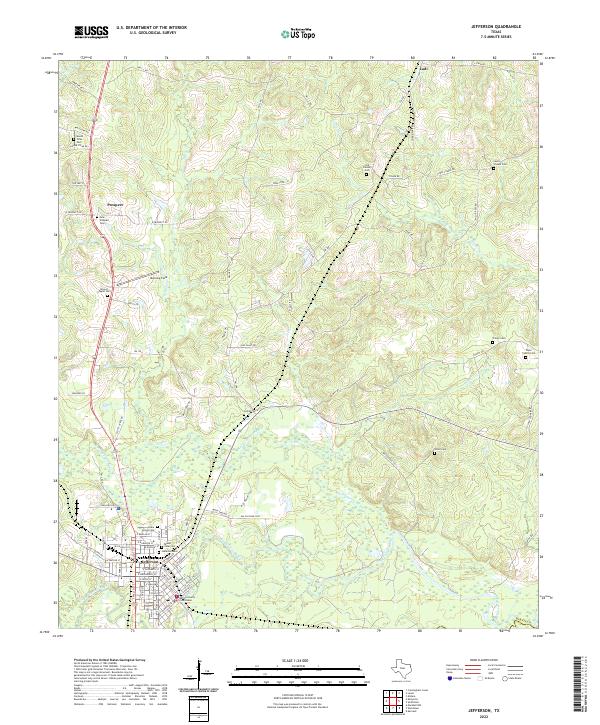 Jefferson, TX — USGS 7.5-minute topo (2022)