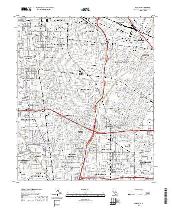 South Gate, CA — USGS 7.5-minute topo (2021)