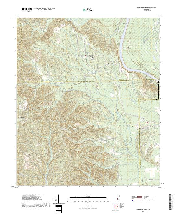 Lower Peach Tree, AL — USGS 7.5-minute topo (2024)