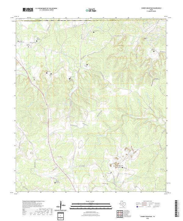 Cherry Mountain, TX — USGS 7.5-minute topo (2022)