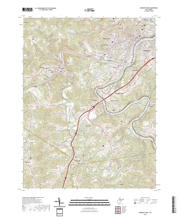 Fairmont West, WV — USGS 7.5-minute topo (2023)