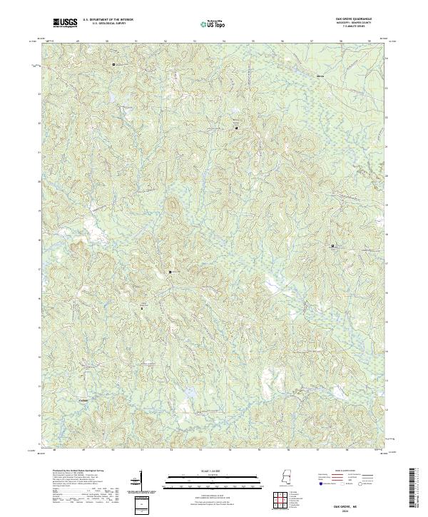 Oak Grove, MS — USGS 7.5-minute topo (2024)