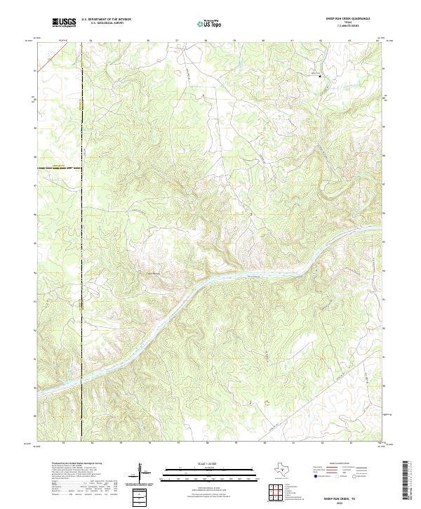 Sheep Run Creek, TX — USGS 7.5-minute topo (2022)
