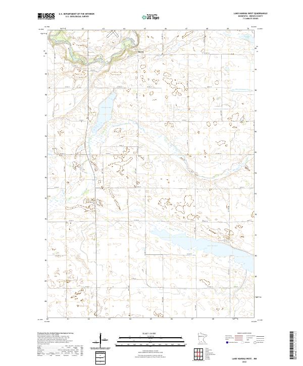 Lake Hanska West, MN — USGS 7.5-minute topo (2022)
