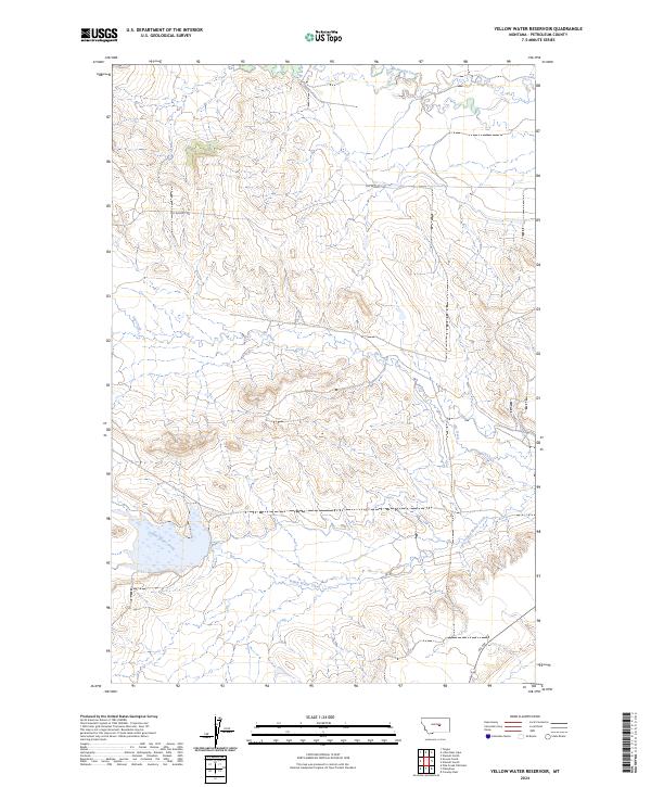 Yellow Water Reservoir, MT — USGS 7.5-minute topo (2024)