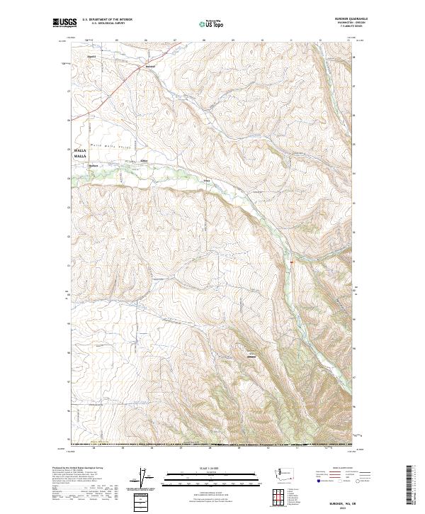 Buroker, WA-OR — USGS 7.5-minute topo (2023)