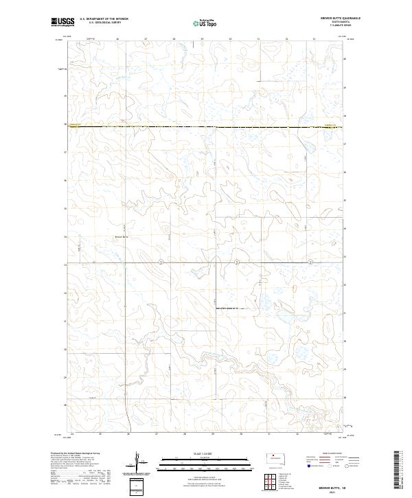 Brewer Butte, SD — USGS 7.5-minute topo (2021)