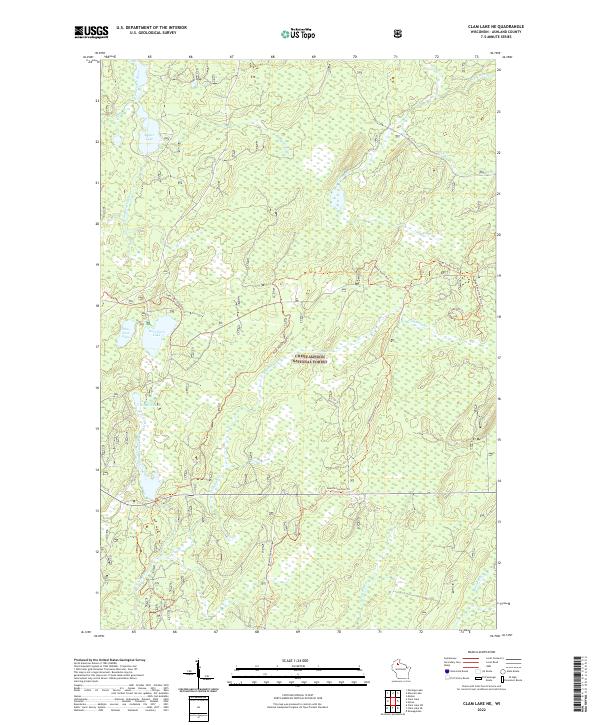 Clam Lake NE, WI — USGS 7.5-minute topo (2022)