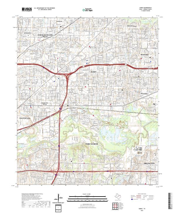 Hurst, TX — USGS 7.5-minute topo (2022)