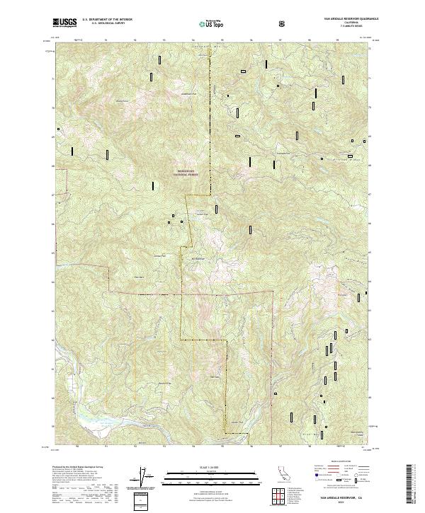 Van Arsdale Reservoir, CA — USGS 7.5-minute topo (2021)
