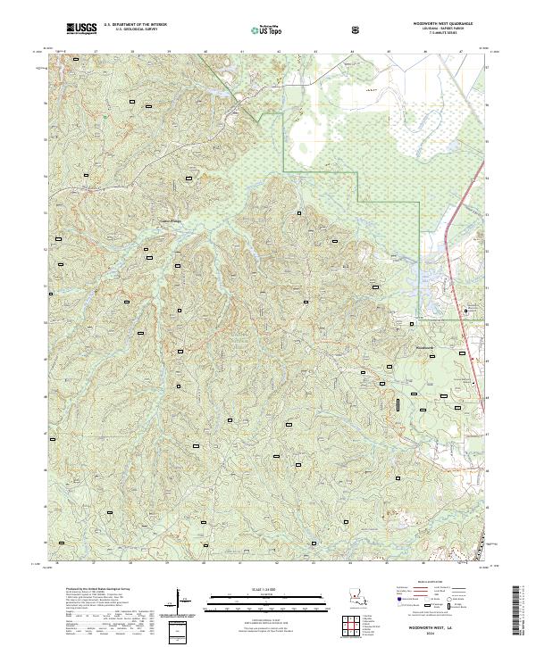 Woodworth West, LA — USGS 7.5-minute topo (2024)