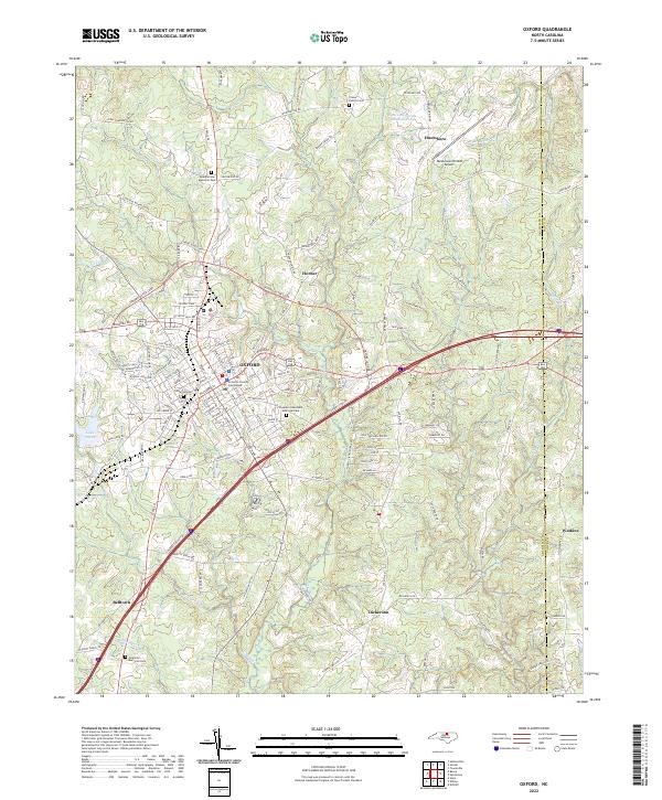 Oxford, NC — USGS 7.5-minute topo (2022)