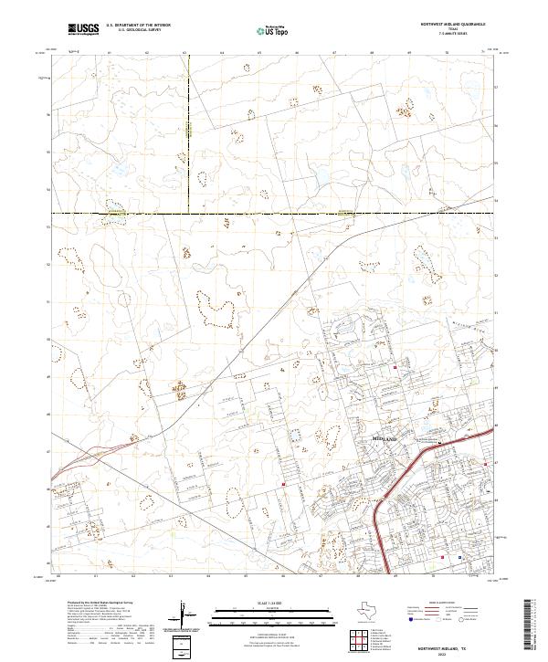Northwest Midland, TX — USGS 7.5-minute topo (2022)