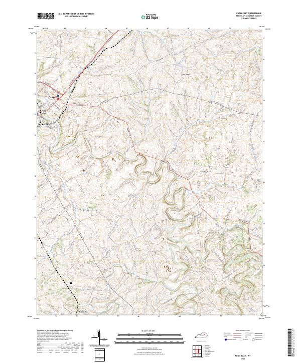 Paris East, KY — USGS 7.5-minute topo (2022)