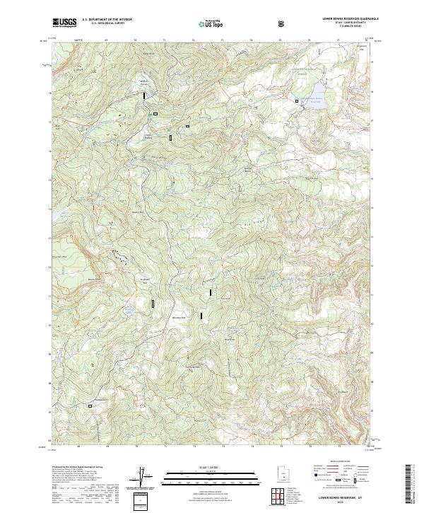 Lower Bowns Reservoir, UT — USGS 7.5-minute topo (2023)