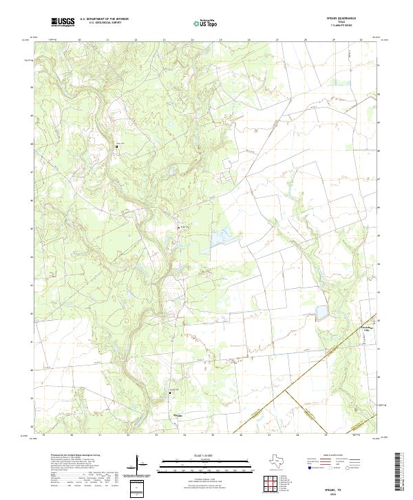 Speaks, TX — USGS 7.5-minute topo (2022)