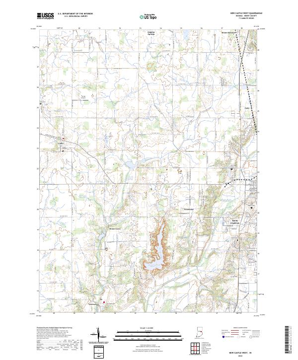 New Castle West, IN — USGS 7.5-minute topo (2022)