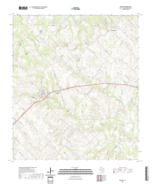 Burton, TX — USGS 7.5-minute topo (2022)