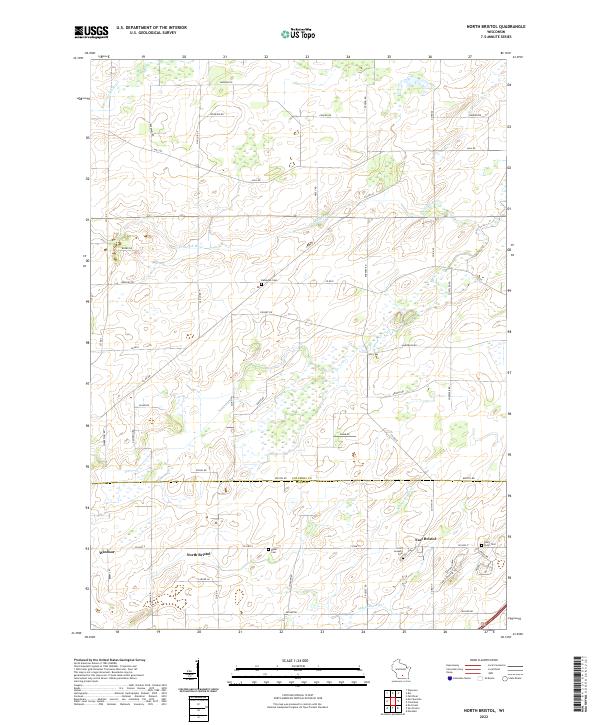 North Bristol, WI — USGS 7.5-minute topo (2022)