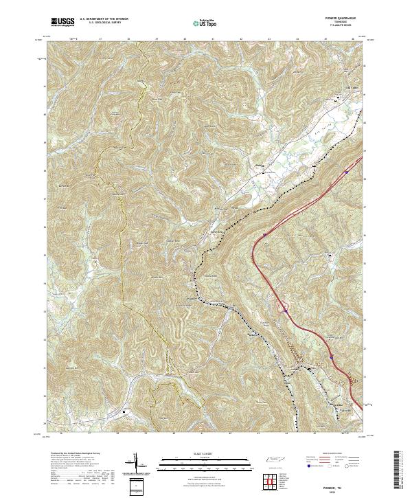 Pioneer, TN — USGS 7.5-minute topo (2022)