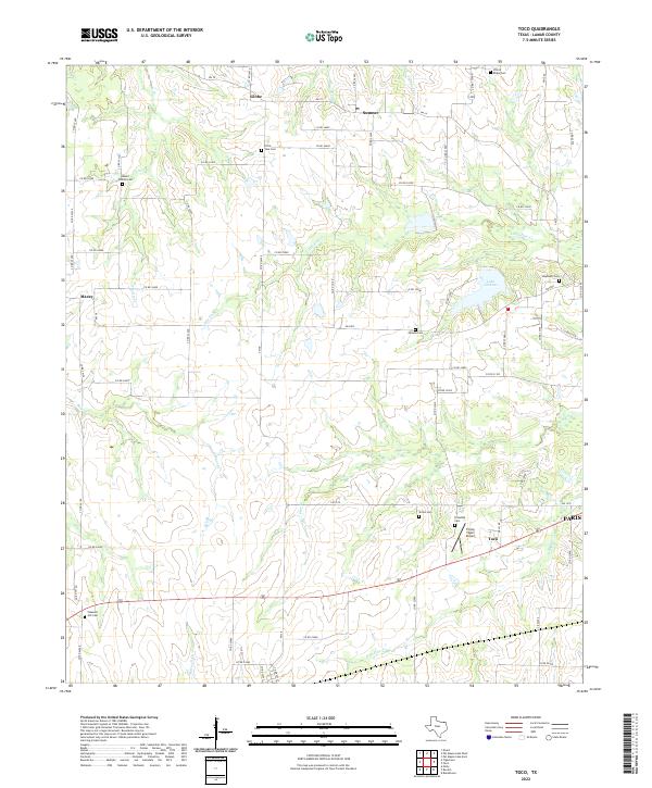 Toco, TX — USGS 7.5-minute topo (2022)