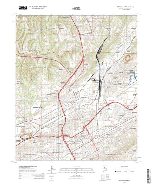 Birmingham North, AL — USGS 7.5-minute topo (2026)