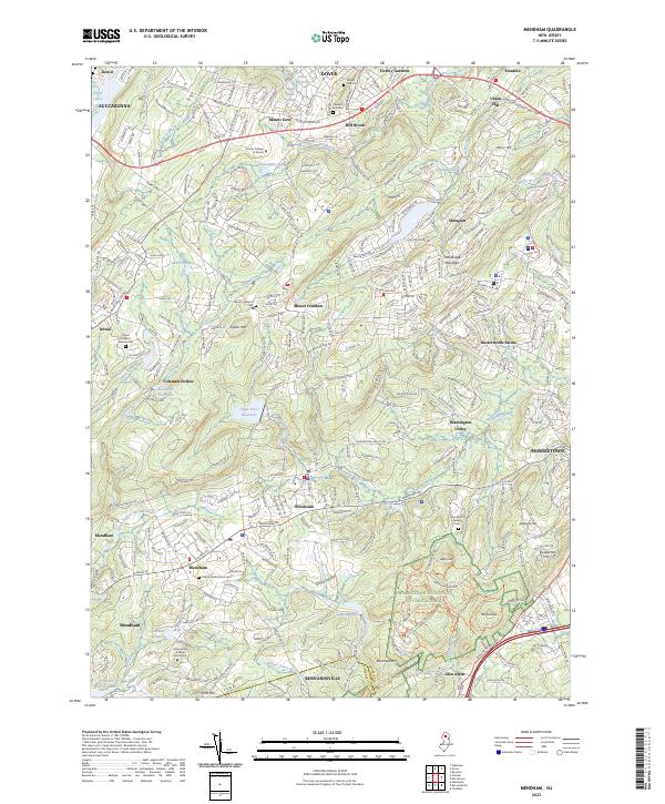 Mendham, NJ — USGS 7.5-minute topo (2023)