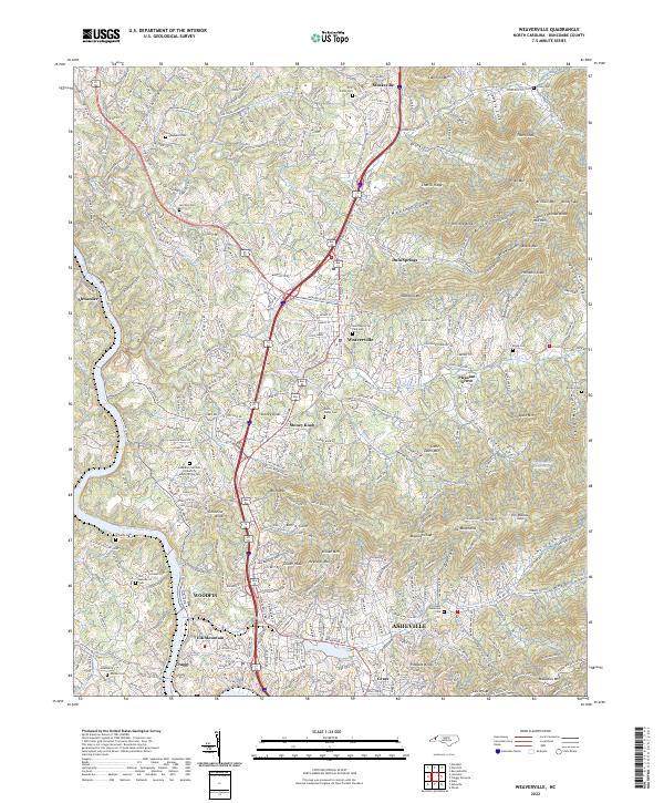Weaverville, NC — USGS 7.5-minute topo (2022)