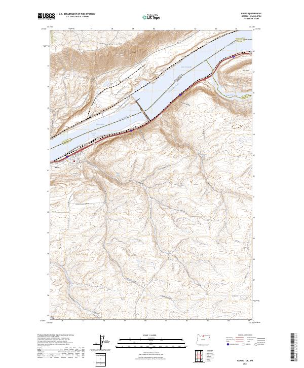 Rufus, OR-WA — USGS 7.5-minute topo (2024)