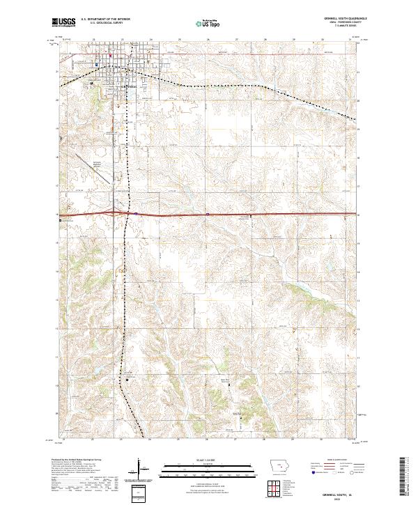 Grinnell South, IA — USGS 7.5-minute topo (2022)
