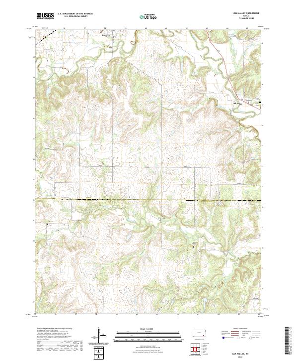 Oak Valley, KS — USGS 7.5-minute topo (2022)