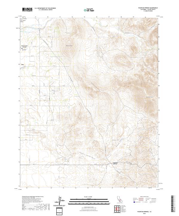 Fountain Springs, CA — USGS 7.5-minute topo (2022)