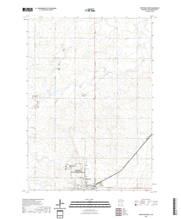 Pipestone North, MN — USGS 7.5-minute topo (2022)