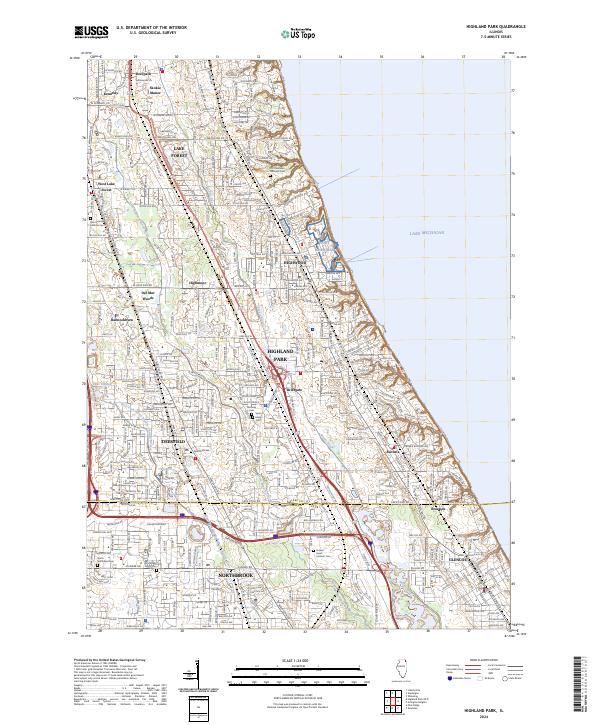 Highland Park, IL — USGS 7.5-minute topo (2024)
