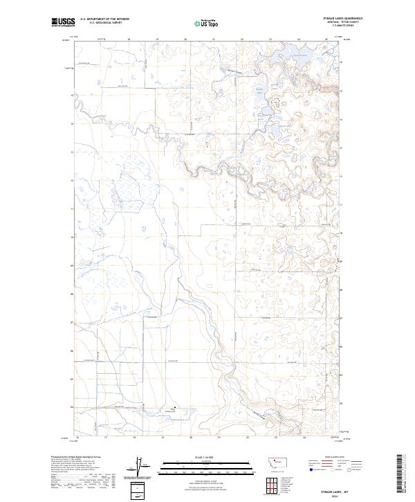 Eyraud Lakes, MT — USGS 7.5-minute topo (2024)