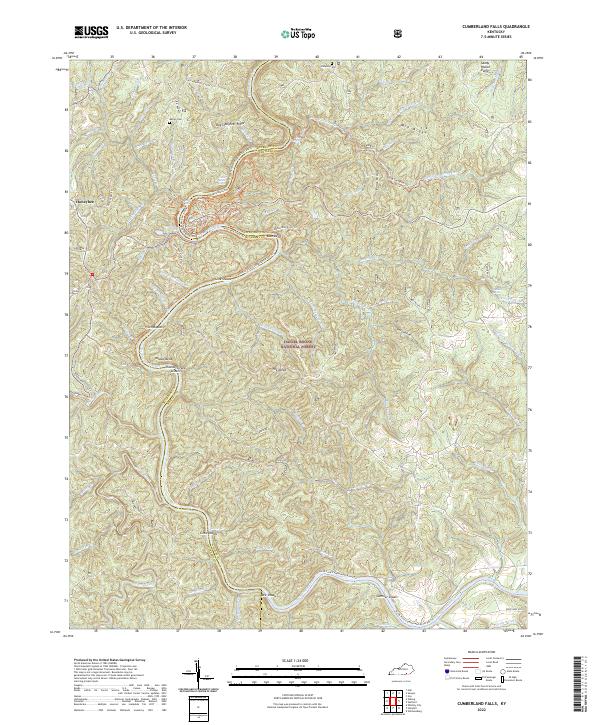 Cumberland Falls, KY — USGS 7.5-minute topo (2022)