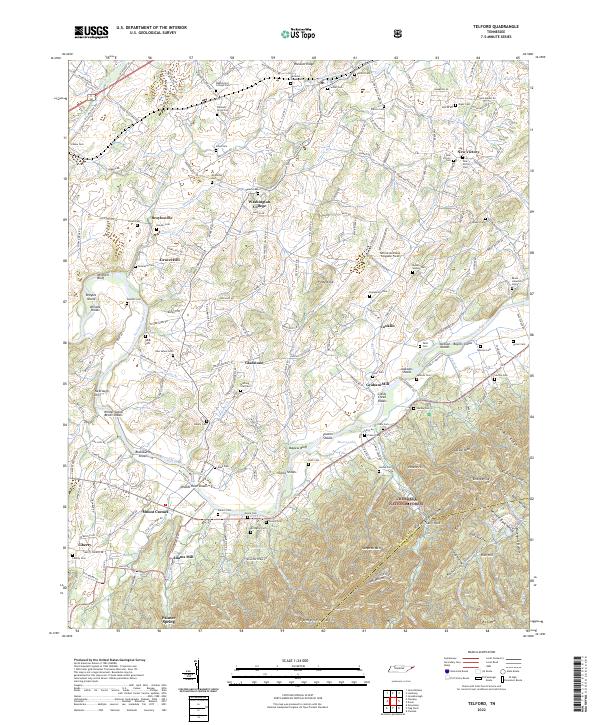 Telford, TN — USGS 7.5-minute topo (2022)