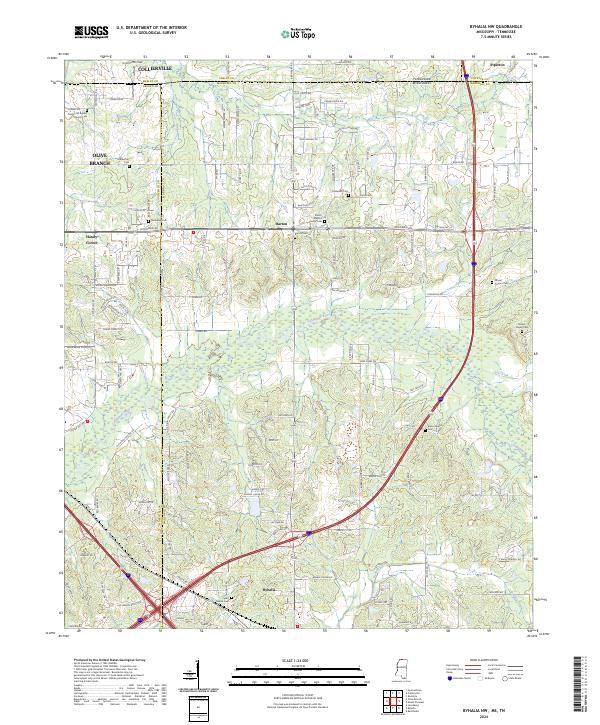 Byhalia NW, MS-TN — USGS 7.5-minute topo (2024)