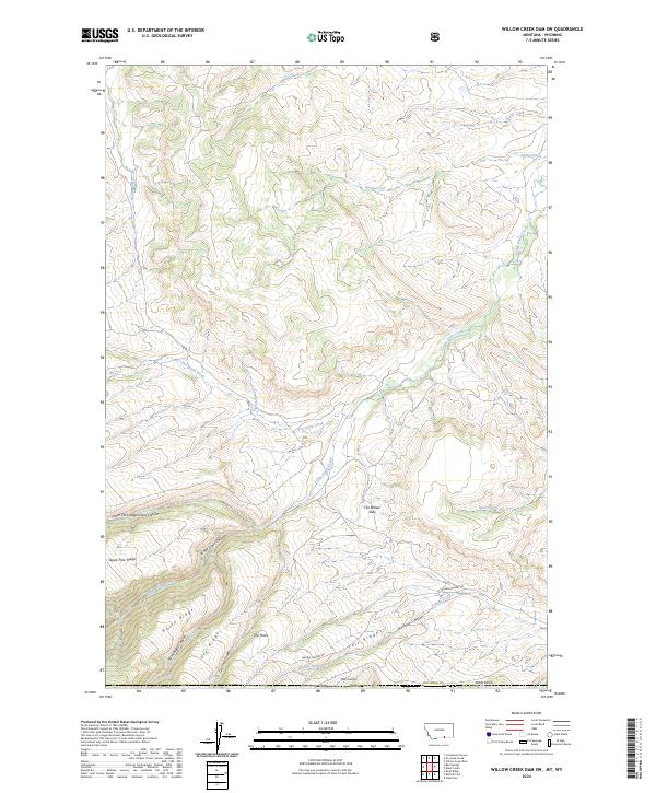 Willow Creek Dam SW, MT-WY — USGS 7.5-minute topo (2024)
