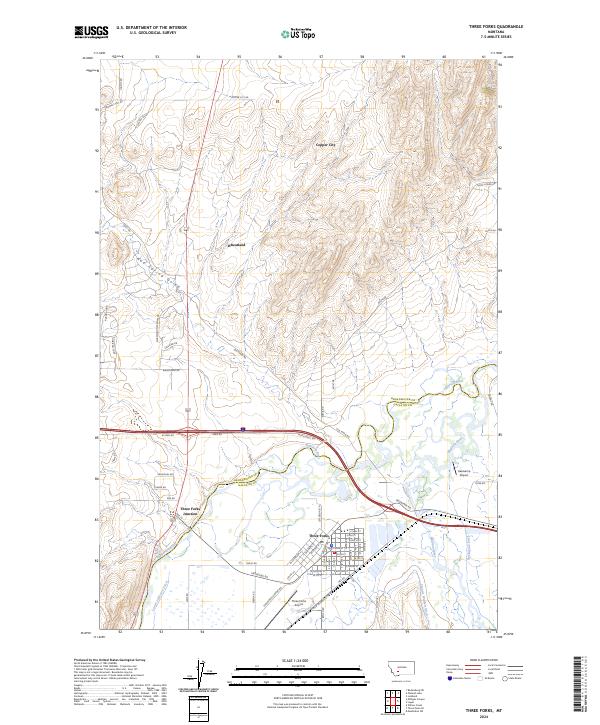 Three Forks, MT — USGS 7.5-minute topo (2024)