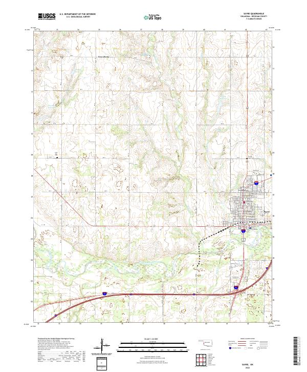 Sayre, OK — USGS 7.5-minute topo (2022)