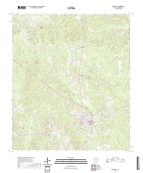 Woodville, TX — USGS 7.5-minute topo (2022)
