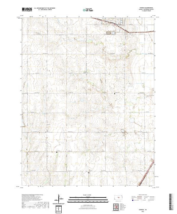 Conway, KS — USGS 7.5-minute topo (2022)